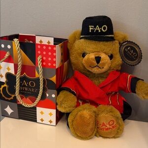 FAO Schwarz Bear in Red and Black Outfit